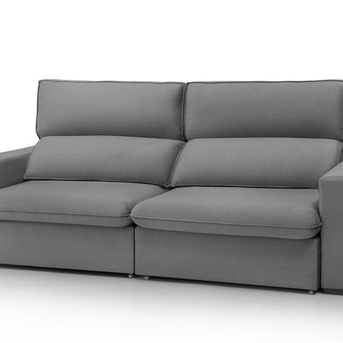 Sofá Retrátil e Reclinável 250cm para Sala de Estar Toquio Cinza Amarronzado