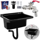 Ver imagem 1 de Tanque de Plástico 40l para Lavanderia Preto + Sifão Universal Sanfonado + Fita Veda Rosca + Torneir