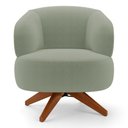 Ver imagem 7 de Poltrona Decorativa Orgânica Living Have Base Madeira Giratória Bouclê Verde Oliva - Desk Design