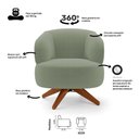 Ver imagem 4 de Poltrona Decorativa Orgânica Living Have Base Madeira Giratória Bouclê Verde Oliva - Desk Design