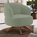 Ver imagem 1 de Poltrona Decorativa Orgânica Living Have Base Madeira Giratória Bouclê Verde Oliva - Desk Design