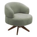 Ver imagem 2 de Poltrona Decorativa Orgânica Living Have Base Madeira Giratória Bouclê Verde Oliva - Desk Design