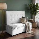 Ver imagem 1 de Canto Alemão Recamier Bau + Painel Paris 120cm Suede Branco - Clique Decor