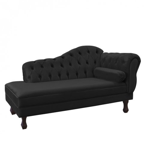 Recamier Sofá Divã Com Pés Retro 160X80 - Elã:Suede Preto