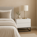 Ver imagem 1 de Mesa de Cabeceira Industrial 60cm Base Preto Pé de Ferro:branco