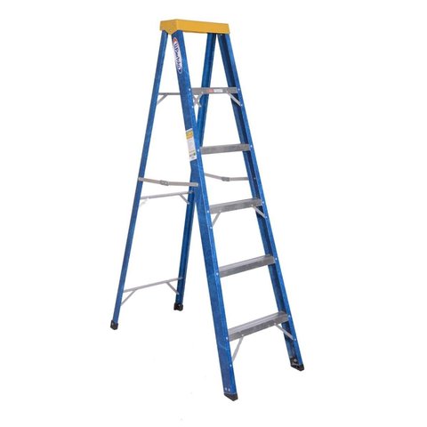 Escada em Fibra Tesoura 5 Degraus 1,80m com Patamar Premium WBertolo