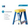 Escada em Fibra Tesoura 6 Degraus 2,10m com Patamar Premium Wbertolo - 4