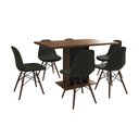 Ver imagem 6 de Mesa Jantar Londres Retangular Amêndoa 137x90 Base Preta 6 Cadeiras Estofadas Verde Madeira