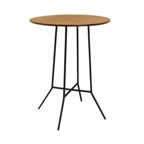 Mesa Alta Bistrô Gabi 1 Lugar Redonda MDF 80cm Cinamomo Estrutura Metal