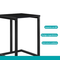 Conjunto 2 Banquetas Carraro Tubo Preto Madeirado Preto - 6