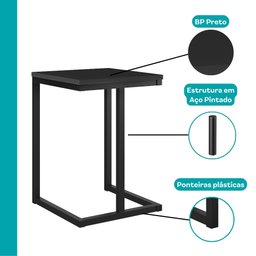 Conjunto 2 Banquetas Carraro Tubo Preto Madeirado Preto - 5