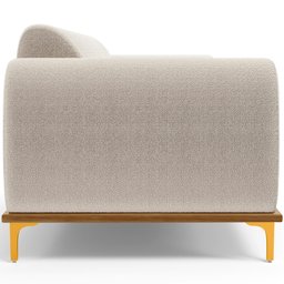 Sofá 4 Lugares para Sala de Estar Kiev 260cm D02 Base Castanho Pés D'ouro Bouclê Creme B-54 - Lyam D - 6