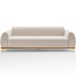 Sofá 4 Lugares para Sala de Estar Kiev 260cm D02 Base Castanho Pés D'ouro Bouclê Creme B-54 - Lyam D - 3