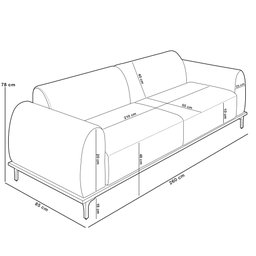Sofá 4 Lugares para Sala de Estar Kiev 260cm D02 Base Castanho Pés D'ouro Bouclê Creme B-54 - Lyam D - 5