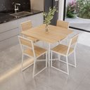 Ver imagem 1 de Conjunto Mesa de Jantar Quadrada 4 Cadeiras Pinus Riviera Industrial Branco Don Castro Decor Riviera