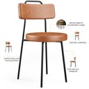 Ver imagem 4 de Kit 06 Cadeiras Decorativas Estofada Para Sala De Jantar Barcelona L02 Couríssimo Camel - Lyam Decor