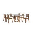 Ver imagem 1 de Conjunto Sala de Jantar Mesa Florença 160x90cm Tampo Retângular Vidro/MDF Off White com 6 Cadeiras É