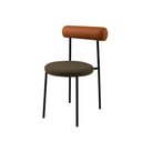 Ver imagem 1 de Cadeira Lana Base Aço Preto Assento Tricô Verde Encosto Courissimo Vegano Caramelo - Ooca Móveis