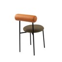 Ver imagem 2 de Cadeira Lana Base Aço Preto Assento Tricô Verde Encosto Courissimo Vegano Caramelo - Ooca Móveis