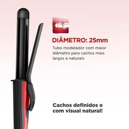 Modelador de Cachos Mondial Infinity Em-12 Cabo Giratório Bivolt Preto e Vermelho - 3