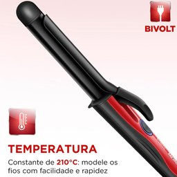Modelador de Cachos Mondial Infinity Em-12 Cabo Giratório Bivolt Preto e Vermelho - 4