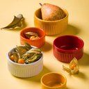 Ver imagem 4 de 6 Ramekins Tigelas Porcelana 130ml Canelado Germer Branco Molhos Crème Brûlée
