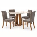 Ver imagem 3 de Conjunto Sala de Jantar Mesa Lisa 120cm com Tampo MDF e Vidro Redonda 4 Cadeiras Lily