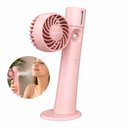 Ver imagem 7 de Ventilador Portatil Recarregavel Rosa USB Spray Agua Nebulizador Giratorio 2 Velocidades Compacto