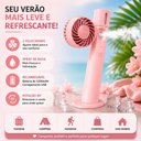 Ver imagem 4 de Ventilador Portatil Recarregavel Rosa USB Spray Agua Nebulizador Giratorio 2 Velocidades Compacto