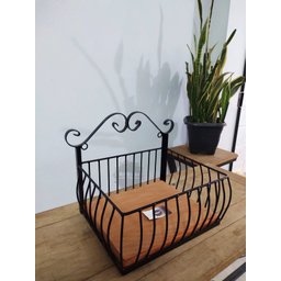 fruteira parede multiuso quadrada pequena ferro madeira artesanal - 7