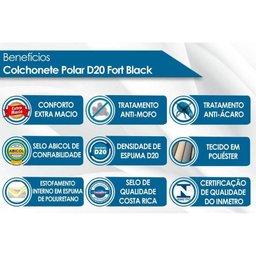 Colchonete Viúva D20 Fort Black Multiuso Viagem Camping (128x188x4) - Polar - 2