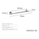 Ver imagem 3 de Toalheiro Inox 20 Cm - Kromus RD0104-20