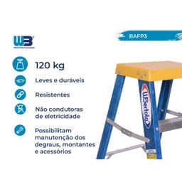 Escada Banqueta em Fibra Premium 0,60m 2 Degraus e Patamar WBertolo - 2