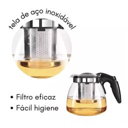 Chaleira Bule de Vidro com Infusor Chá Café Inox 950ml - 7