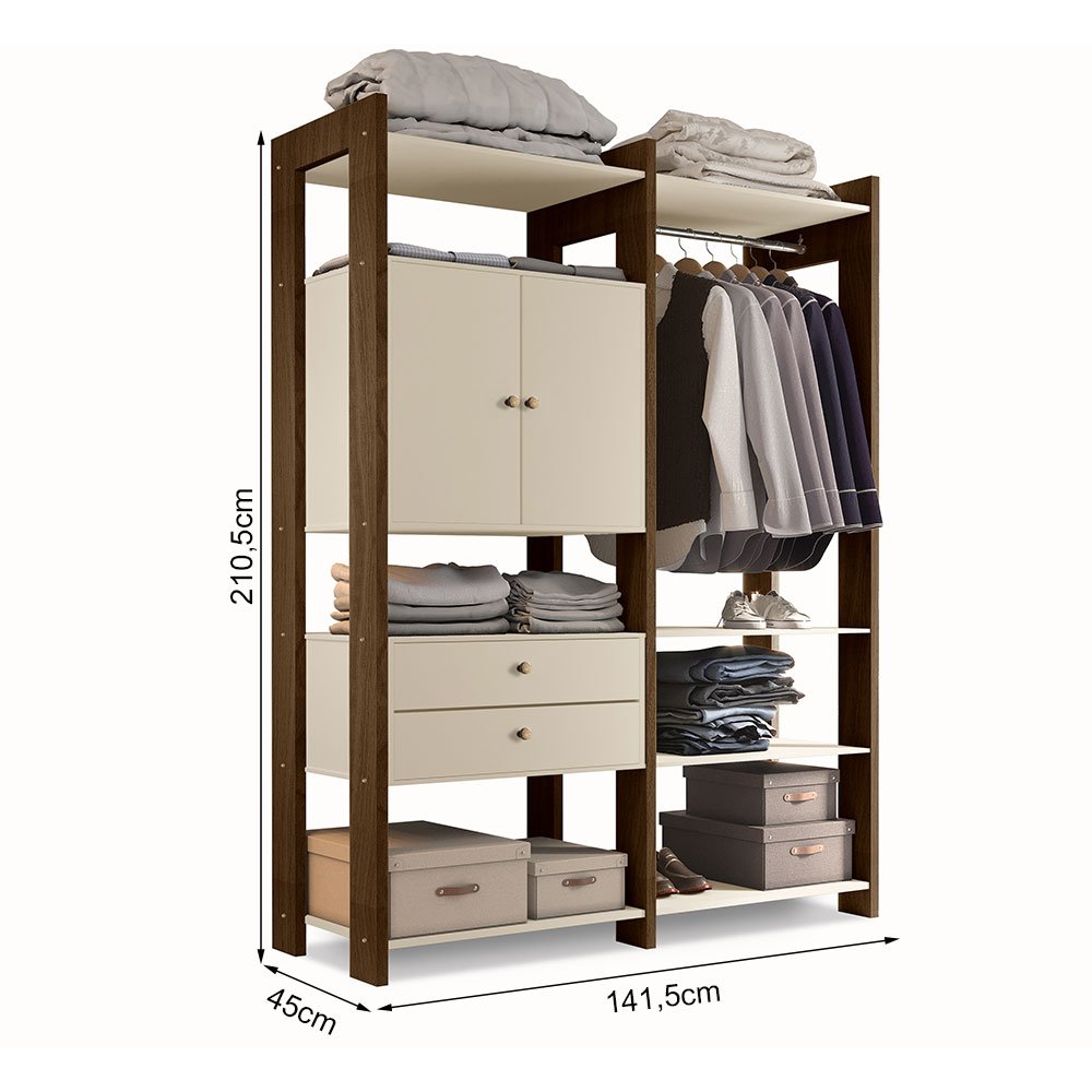 Arara Closet Toronto Luxo para Quarto Malbec/off White - Luapa - 5