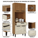 Ver imagem 4 de Armário de Cozinha Compacto Malu 4 Portas 1 Gaveta Multiuso - Cinamomo/offwhite