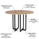 Ver imagem 3 de Mesa de Jantar 4 Lugares 90cm Redonda Industrial Dommus Jade - Straub Web