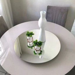 Prato Bandeja Giratória Espelhado Sobrepo Centro Mesa Mdf Laqueado com Vidro Fixo 60cm - 1
