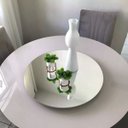 Ver imagem 1 de Prato Bandeja Giratória Espelhado Sobrepo Centro Mesa Mdf Laqueado com Vidro Fixo 60cm