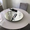 Ver imagem 5 de Prato Bandeja Giratória Espelhado Sobrepo Centro Mesa Mdf Laqueado com Vidro Fixo 60cm