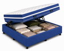 Ver imagem 1 de Kit Cama Box Baú Casal 138x188 cm + Colchão Molas Bonnel Casal 20 cm Azul Suede