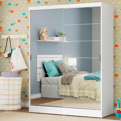 Guarda-roupa Infantil Madesa Nick 2 Portas de Correr de Espelho