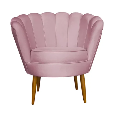 Poltrona Decorativa Pétala Pé de Palito Sala Escritório Recepção Veludo Rosa - Berit Decor