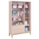 Ver imagem 3 de Berço Americano e Guarda Roupa Classic 3 Portas Rosa com Pés Madeira Natural - Reller