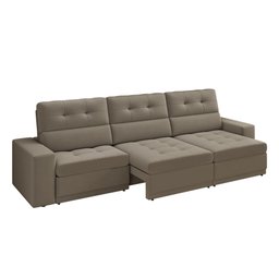 Sofá Roma Premium 2,30m Assento Retrátil/reclinável Suede Capuccino Xflex Sofás - 3