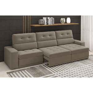 Sofá Roma Premium 2,30m Assento Retrátil/reclinável Suede Capuccino Xflex Sofás