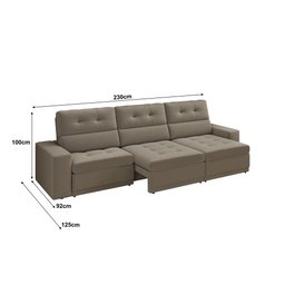 Sofá Roma Premium 2,30m Assento Retrátil/reclinável Suede Capuccino Xflex Sofás - 2