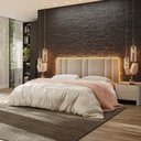 Ver imagem 4 de Cabeceira Modulada King 200 Cm com Led Linho Bege Vconcept