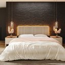 Ver imagem 5 de Cabeceira Modulada King 200 Cm com Led Linho Bege Vconcept