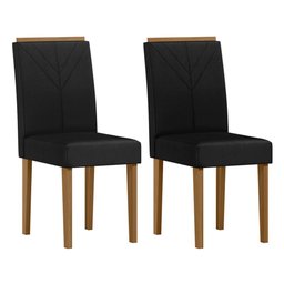 Conjunto 2 Cadeiras Amanda Ypê/veludo Preto - New Ceval - 1